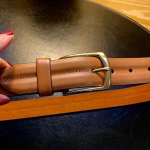 COLE HAAN LEATHER GOLD BUCKLE BELT LARGE